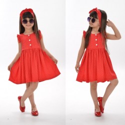 Kız Çocuk Penye Elbise Kırmızı