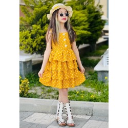 Kız Çocuk Elbise+Sapka Sarı