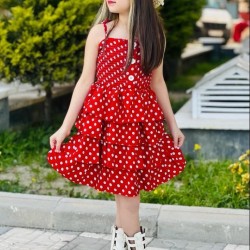 Kız Çocuk Elbise+Sapka Kırmızı
