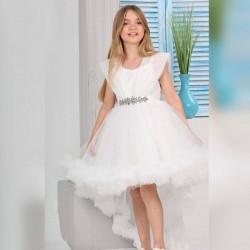 KIZ ÇOCUK ABİYE ELBİSE BEYAZ